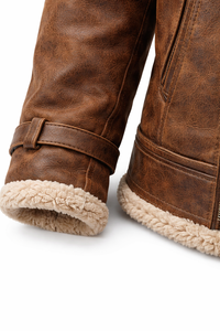 Chaqueta de Cuero Forrada con Piel de Oveja, Chaqueta Trucker Personalizada, Fabricante de Chaquetas de Invierno de Cuero Genuino al por Mayor OEM - Product Image 5