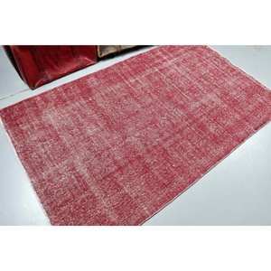 4.1x6.7 ft Vintage Rug, <b>Red</b> Camouflage Turkish <b>Wool</b> Rug - Product Image 1
