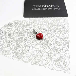 Colgante de Corazón Rojo y Plateado, Chapado en Oro de 18K, con Circonita Natural, para Joyería o Regalo - Product Image 3