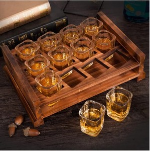 Vente chaude Rustique Burnt Pin Wood Shot Glass Holder Tray Parfait pour le whisky, Parties Farmhouse 12 Farmhouse 12 pc Tray - Product Image 6