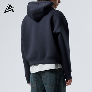 เสื้อฮู้ดดี้ผู้ชายทรงโอเวอร์ไซส์แบบซิป ผ้าคอตตอนหนา 500 GSM ทรงบ็อกซี่ รับผลิตตามแบบ OEM - Product Image 3