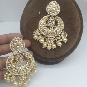 Classique Superbe Qualité Or Polonais Déclaration Kundan Boucles D'oreilles Usure Traditionnelle Fonction Porter Collection Pour Les Femmes - Product Image 1
