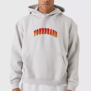 OEM Wholesale <b>Hoodies</b> High Quality Men's 100% Cotton Blank Hoodie Custom Logo Cotton Oversized Drop Shoulder <b>Grey</b> Sweatshirt - Product Image 3