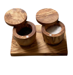 Tazones de sal y pimienta de madera marrones elegantes Juego de Azucareros redondos mejor calificados con tapa y cuchara Diseño moderno y elegante - Product Image 3