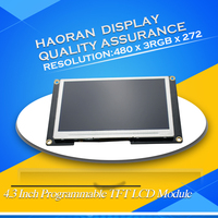 Modul LCD TFT 4.3" HaoRan STM32 yang Dapat Diprogram, Papan Pengontrol SSD1963, Layar WQVGA, Antarmuka 40Pin, Kartu SD Opsional, Sentuh