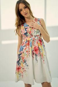 Robe d'été indienne en coton faite à la main pour femmes robe courte sans manches à imprimé floral à la mode robe de soirée ODM - Product Image 4