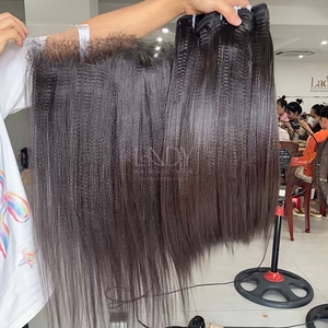 มัดผมตรง yaki ผมปลอมและผมหยิก100% วัสดุผมเวียดนามแบบไม่ผ่านกระบวนการ - Product Image 3
