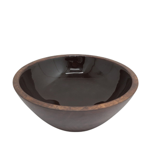 ชามไม้ทรงกลมสีน้ำตาลเคลือบหลากสีชามเสิร์ฟสไตล์คลาสสิกและชามตกแต่งสำหรับอาหารเย็นทำด้วยมือ - Product Image 1