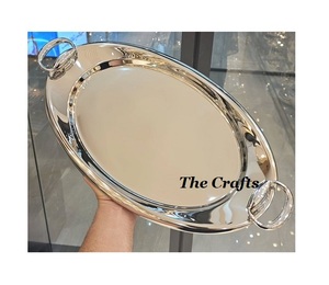 Plateau de service en acier inoxydable de luxe, finition polie, couleur argent or, vaisselle de table pour la maison et les restaurants, bol à chocolat, prix bas - Product Image 4