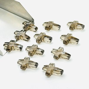 Cuentas de piedras preciosas sueltas en forma de cruz de cuarzo ahumado Natural al por mayor para la fabricación de joyas, pulsera, collar, pendientes, suministros - Product Image 3