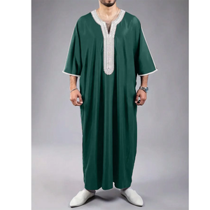 Hombres musulmanes Thobes Hombres marroquíes Thobes Bordado musulmán Jubbah Ropa islámica Moda Thawb Robe para hombre - Product Image 6