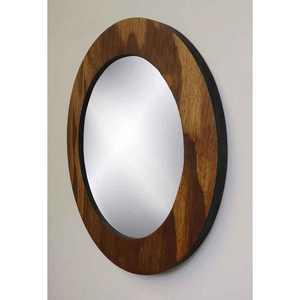 Espejo de baño con marco de madera redondo marrón decorativo hecho a mano sólido ecológico de alta calidad para colgar en la pared espejo de pared moderno - Product Image 1