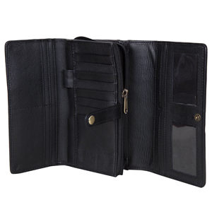 Distinct Black and <b>White</b> Cowhide Wallet with Zipper Closure Polyester Lining and Tassel Decoration Handbag - Product Image 3