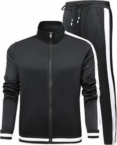 Ensemble de survêtement 100% coton pour homme-Veste à fermeture éclair et pantalon de survêtement Plus Size X-Large Respirant pour la saison d'automne - Product Image 2