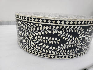 Belle table basse en incrustation d'os bleu poufs en nacre de luxe-Meubles de l'Inde à vendre en vrac - Product Image 3