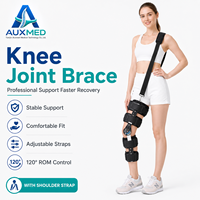 Attelle de genou réglable avec contrôle de l'amplitude de mouvement à 120 degrés et sangle d'épaule détachable pour stabilisation orthopédique post-chirurgicale