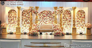 Decoración elegante para eventos, escenario dorado de boda, pilares de oro increíble, escenario de recepción de boda, ceremonia de matrimonio, decoración para escenario - Product Image 5