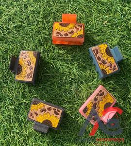 New Arrival Hot Selling Western Stylish Handmade Tooled Engraved Leather <b>Hair</b> Claw Clips Leather Claw <b>Hair</b> Accessories <b>for</b> Women - Product Image 1