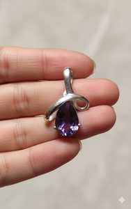 Fine Jewelry Pendant <b>Necklace</b> 925 Sterling <b>Silver</b> <b>Crystal</b> Amethyst Birthstone Zodiac Charm <b>Necklace</b> Water Drop Pendant for Women - Product Image 3