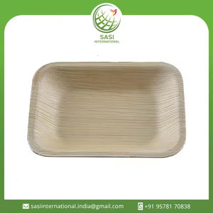 Assiettes biodégradables 25X15 cm forme rectangulaire en bois (feuille de palmier) jetables pour le service des aliments meilleur prix - Product Image 6