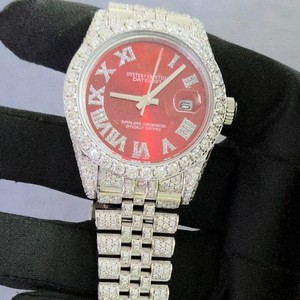 Montre analogique mécanique automatique Miyota à cadran blanc et diamant rouge pour homme 40mm en acier inoxydable argenté et cristal de saphir tendance - Product Image 2