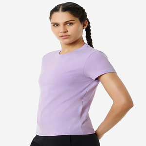 Camiseta corta con cuello en R inspirada en la India para mujer, ropa informal ajustada, transpirable, antibolitas, logotipo de personaje, estilo de verano holgado - Product Image 2