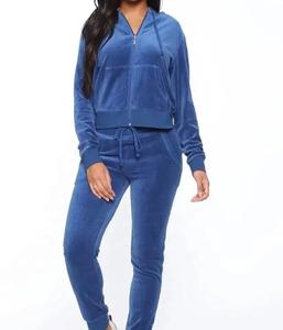 ชุดวอร์มสำหรับวิ่งจ๊อกกิ้งสีฟ้าล้วนสำหรับผู้หญิงเสื้อลำลองตัวยาวสวมใส่สบายมีดีไซน์ล่าสุด-หนึ่งชุด - Product Image 1