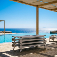 Chaise longue extérieure en aluminium cadre en textilène empilable imperméable pour piscine d'hôtel de qualité commerciale