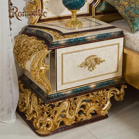 Ensemble de lit de luxe sur mesure, style rococo classique du palais royal, chambre à coucher, écran de lit élargi, bois massif, dossier souple