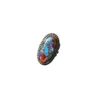 Bague de mariage classique en argent sterling 925 massif pour femme, sertie d'une pierre précieuse naturelle turquoise huître taille ovale, idéale pour les fêtes - Vente en gros