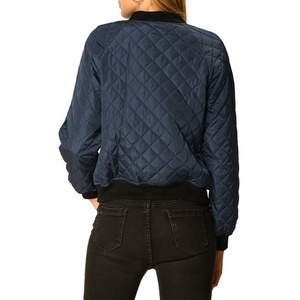 Nouvel arrivage de blouson d'aviateur élégant pour femmes OEM solide d'hiver Veste de collage en cuir respirant avec poches pour la saison d'hiver - Product Image 2