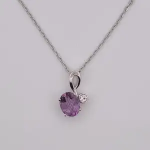 Women Accessories Fashion Malaysia Standard Grade New Claw Setting Citrine 46cm chain Pink Sapphire Amethyst Charm Pendants