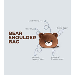 3D Plush Design Bear Shoulder Bag for Kids Lightweight & Waterproof Tykle Purse - Product Image 2