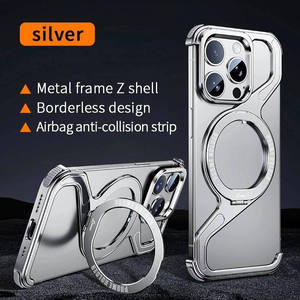 Custodia per telefono in alluminio senza cornice con supporto magnetico per <span class=keywords><strong>iPhone</strong></span> 17 16 15 Pro Max 17 Air, <span class=keywords><strong>cover</strong></span> antiurto in metallo - Product Image 5