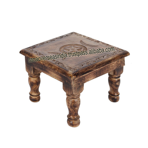Mesa de Altar Cuadrada de Madera Grabada de Alta Calidad, Diseño de Pentagrama y Triple Luna, Arte Religioso Wiccano Pagano Folclórico - Product Image 5