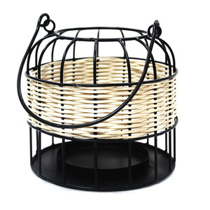 Luxueux extérieur étanche suspendu rotin métal support votif rond fil de fer lanterne pour la maison et les décorations de mariage - Product Image 5