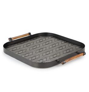 Elegante bandeja de servicio moderna cuadrada en blanco y negro, perfecta para cenas contemporáneas, decoración elegante para el hogar y uso diario - Product Image 4