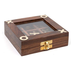 Artesanía de madera Tic Tac Toe de madera-Juego de Knoughts and Crosses-Tablero de 2 jugadores hecho a mano | Excelente artesanía de madera con acabado - Product Image 4