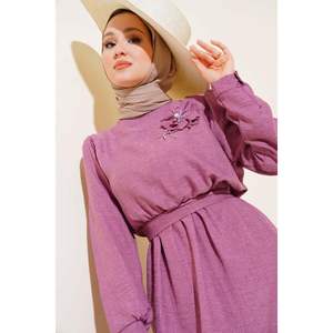 Vestido de lino con botones en las muñecas Dusty Rose - Product Image 2