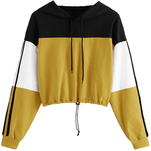 Recién llegado, Top corto de lana gruesa para mujer, ropa de calle lisa, Sudadera con capucha esencial - Product Image 1