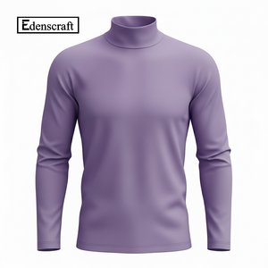 Camiseta de Manga Larga con Cuello Alto para Hombre, Color Sólido, Corte Regular, 100% Algodón, Ecológica, Personalizable, Venta al por Mayor, Bangladesh B2B, a Granel - Product Image 4