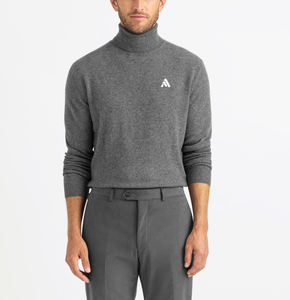 Suéter de Cuello Alto Personalizado de Alta Calidad OEM, Suéter de Lana Merino Delgada, Transpirable y Cálida para Hombre - Product Image 1