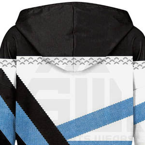 Sudadera Moderna con Estampado Étnico para Invierno, Azul Cobalto y Blanco en Contraste, Cierre de Cremallera, Diseño Geométrico, Felpa Suave en la Parte Delantera, Ropa de Invierno para Mujer - Product Image 3
