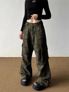 กางเกงขายาวลายพรางทรงหลวมหลายกระเป๋า สไตล์สาวเท่ เอวสูง ขากว้าง - Product Image 4