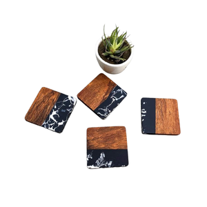 Posavasos y Alfombrillas de Té Hechos a Mano de Madera de Acacia y Resina Epoxi Cuadrados Modernos de la Mejor Calidad - Product Image 1