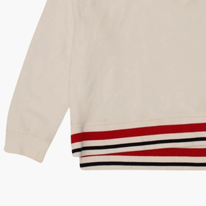 Premium Quality Women's V-Neck Oversized Sweatshirt <b>Jumper</b> Striped Cotton Blended Fleece Colourblocked for Winter Basics - Product Image 5