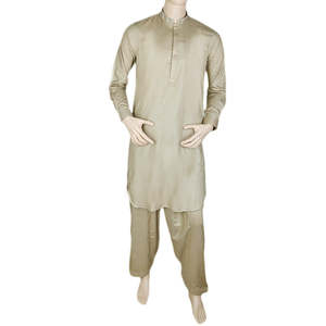 Kameez Shalwar para Hombre - Bordado - Color Caqui - Product Image 4