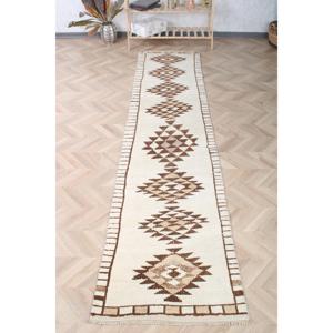 2.5x10.5 ft Vintage Turkish <b>Rug</b>, <b>Runner</b> <b>Rug</b>, Brown Herki Striped <b>Rug</b> - Product Image 1