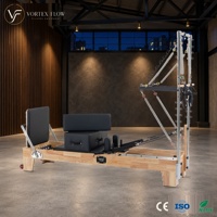 Machine de Pilates Reformer Demi-Tour en Bois de Chêne et Acier Inoxydable, Durable, Certifiée CE ISO, pour Usage en Studio, Direct Usine
