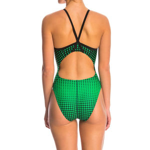 Último Bikini Sexy de cintura alta de una sola pieza Traje de baño Mujer Una pieza Cuello redondo Traje de baño sólido - Product Image 3